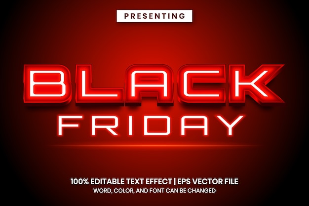 Neon sign black friday text effect template