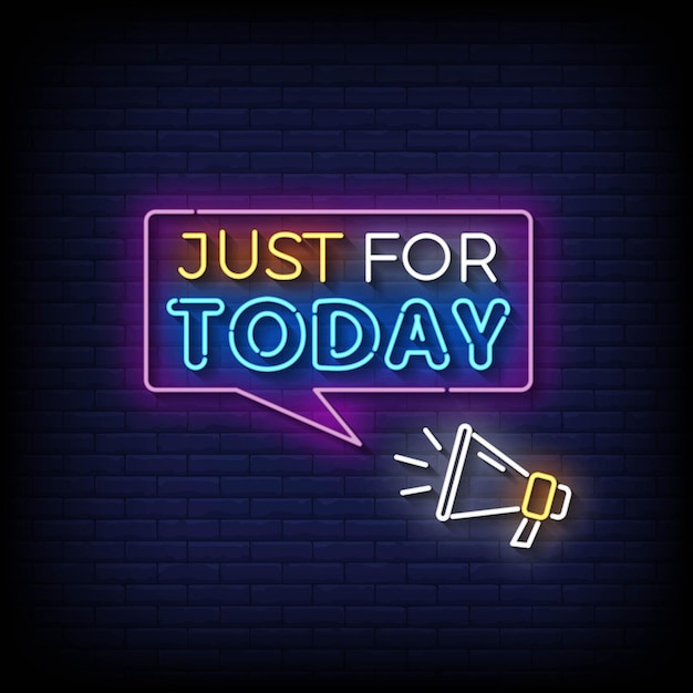 neon sign just for today with brick wall background vector illustration