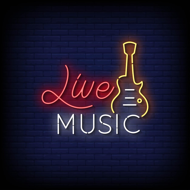 Neon Sign live music with Brick Wall Background