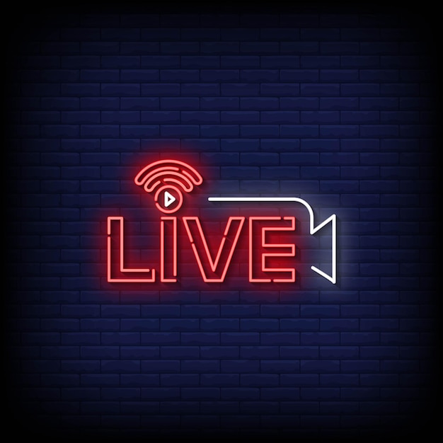 Neon Sign live with Brick Wall Background