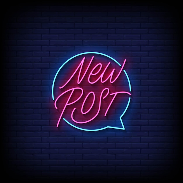 Neon Sign new post with brick wall background vector