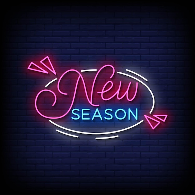 Neon Sign new season with brick wall background vector