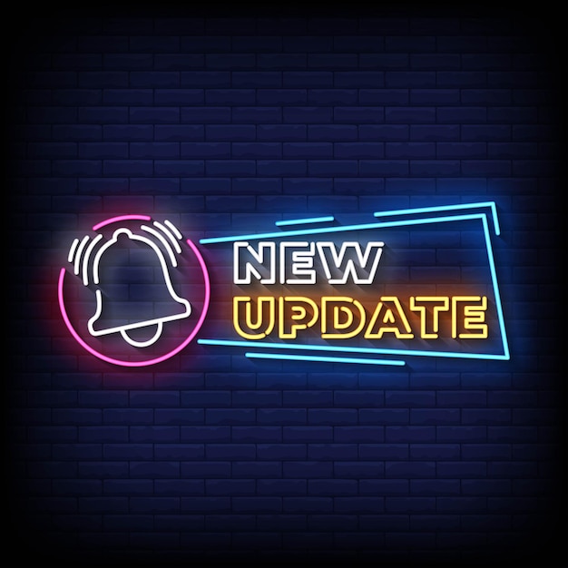 Neon Sign new update with brick wall background vector