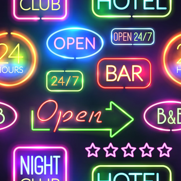 Neon Sign Seamless Pattern