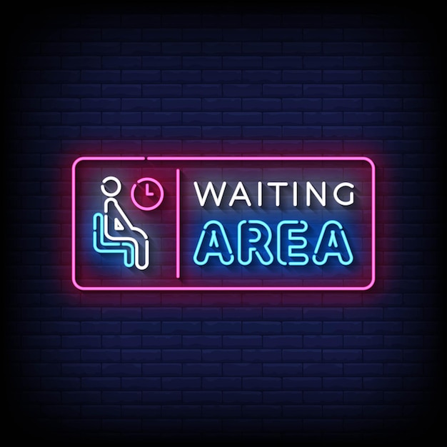 Neon Sign waiting area with brick wall background vector