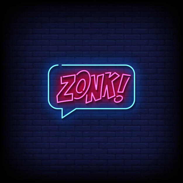 Neon Sign zonk with brick wall background vector