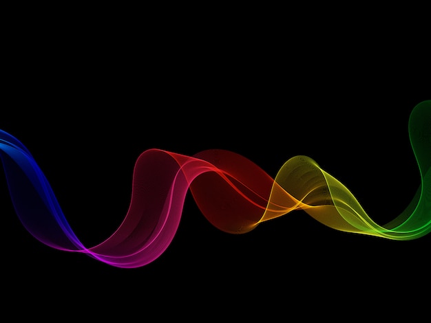 Vector neon smooth bright rainbow wave on a black background.