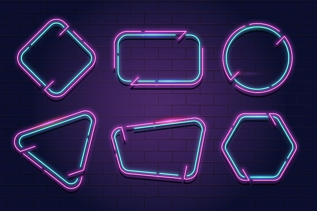 Vector neon speech chat bubble set vector illustration