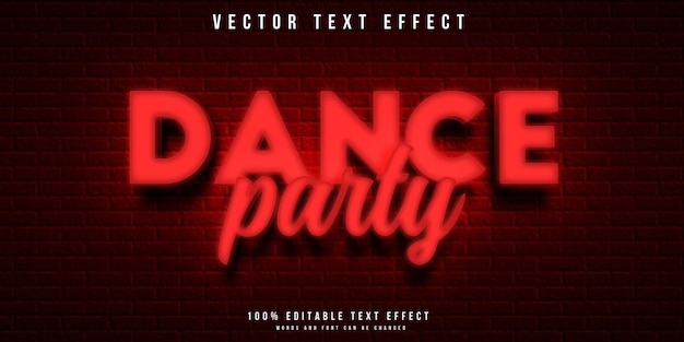 Neon style editable text effect in the dance party