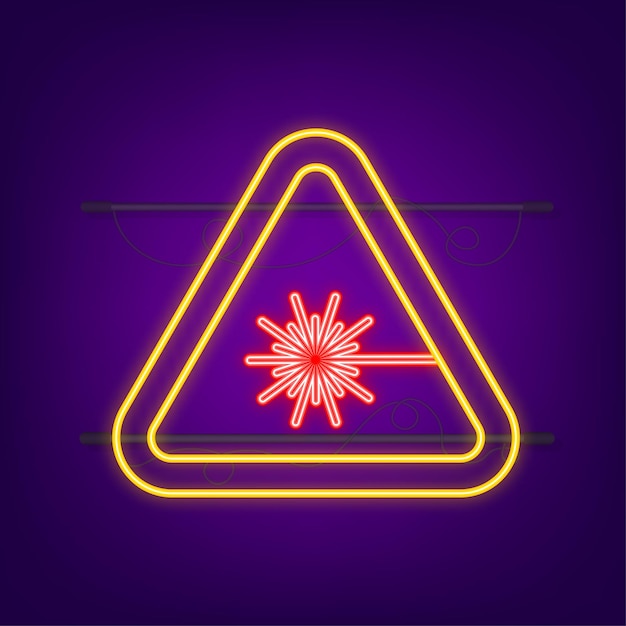 Neon style icon with laser hazard. Vector icon. Vector graphic.