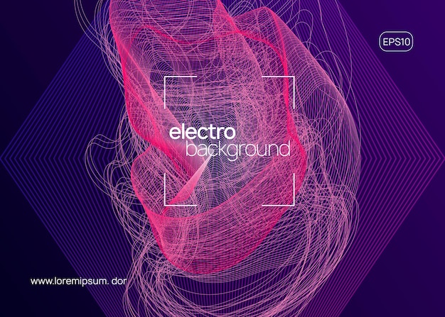 Neon techno event flyer Electro dance music Electronic sound