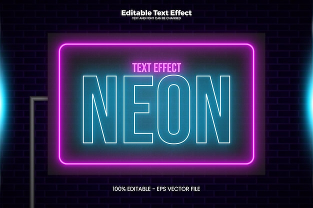 Neon Text Editable text effect in modern trend style