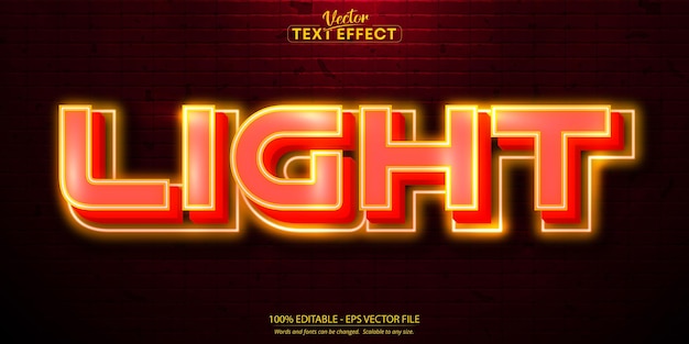 Neon text effect, editable light text style on brick wall background