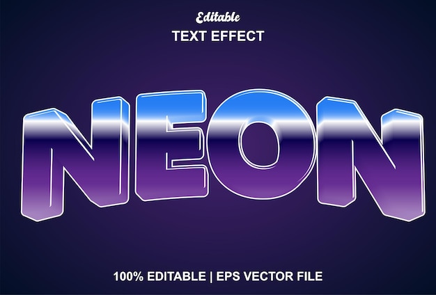 Neon text effect with blue color for logo promotion brand and more