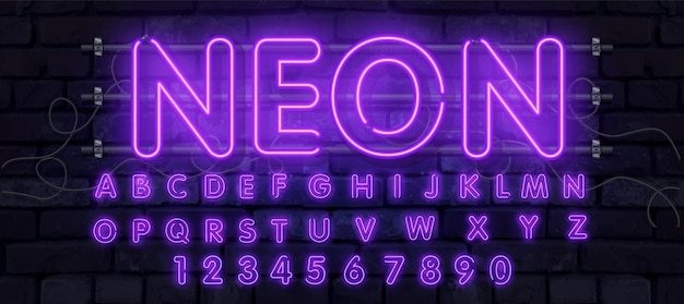 neon tube alphabet font illustration