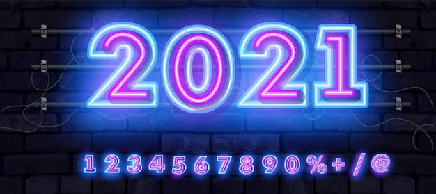 neon tube number font illustration