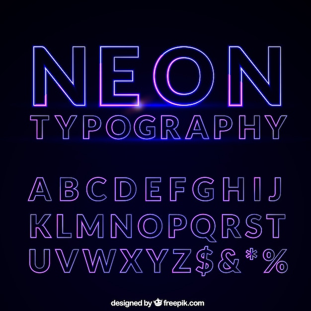 Neon typography in purple tones