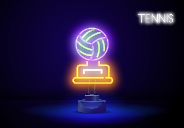 Neon volley ball icon glowing neon volleyball sign outline ball pictogram in vivid color online game