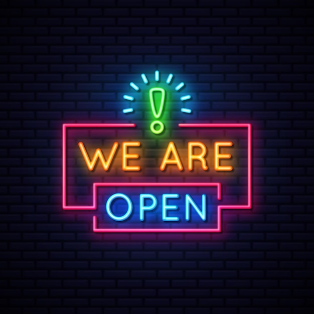 Neon 'we are open' sign