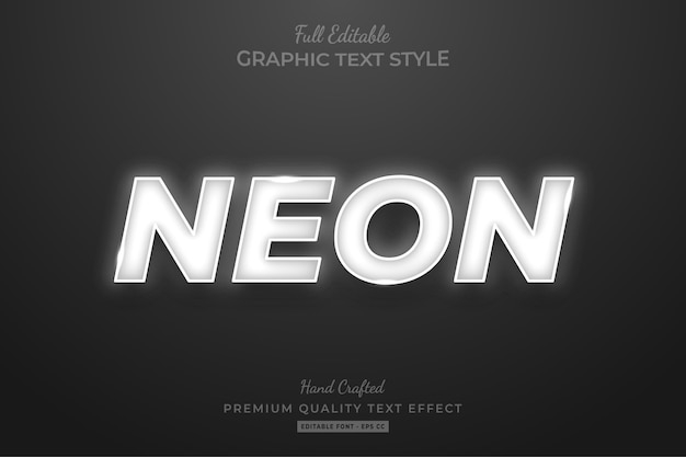 Neon White Editable Text Style Effect