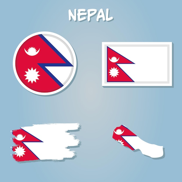 Nepal flag inside the Nepalese map borders vector illustration