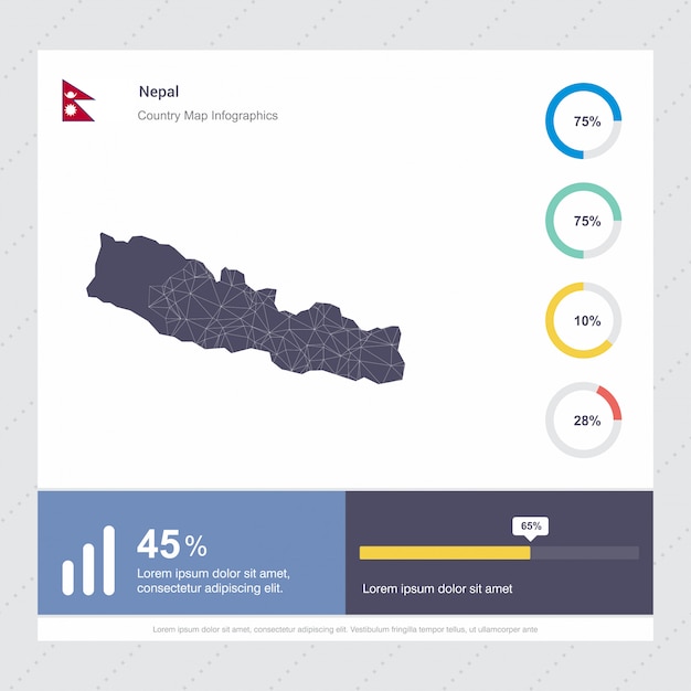 Nepal Map & Flag Infographics template