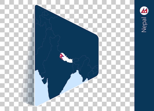 Vector nepal map and flag on transparent background