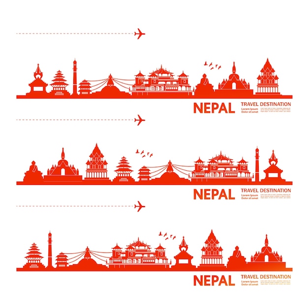 Nepal travel destination   illustration.