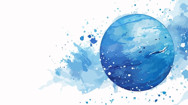 Vector neptune planet vertical banner watercolor hand drawn