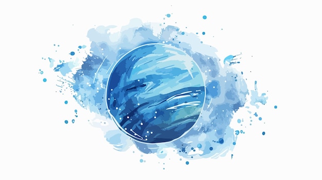 Vector neptune planet vertical banner watercolor hand drawn