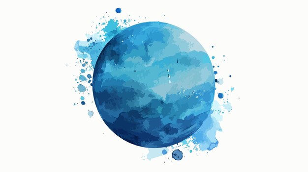 Vector neptune planet vertical banner watercolor hand drawn