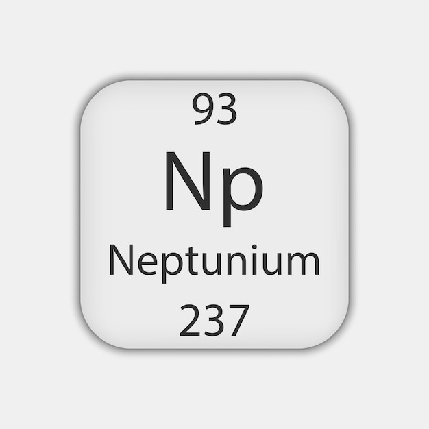 Neptunium symbol Chemical element of the periodic table Vector illustration