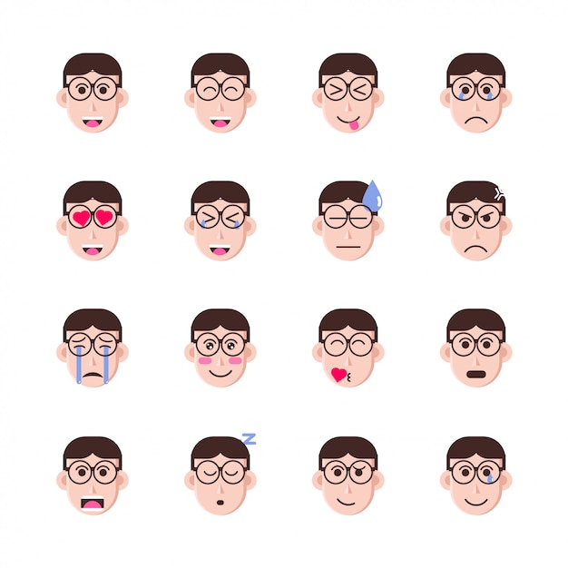 nerd boy with glasses emoticon and avatar