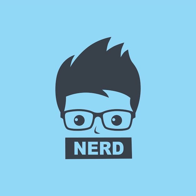 Nerd geek guy cartoon character sign logo vector