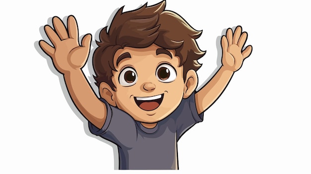 Vector nervous cartoon boy waving distressed sticker