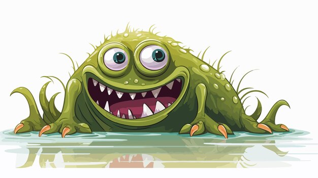 Vector nervous swamp creature cartoon vector illustration