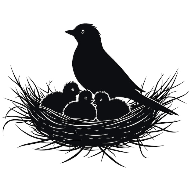 Vector nest silhouette vector illustration