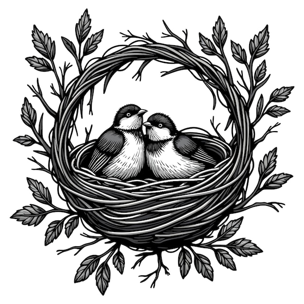 Vector nest silhouette vector illustration