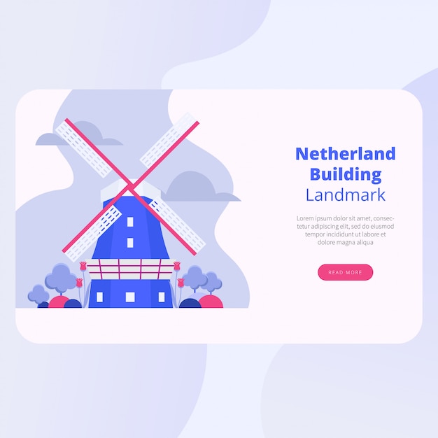 Netherlands Building Landmark Landing Page Vector Design