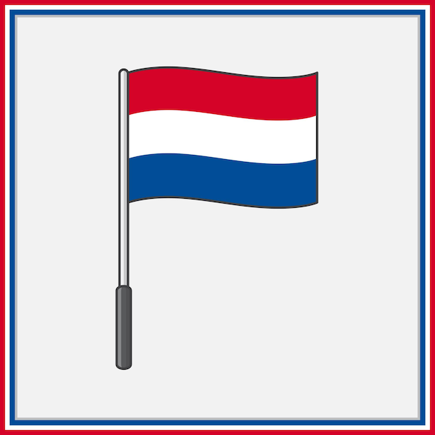 Netherlands Flag Cartoon Vector Illustration Flag of Netherlands Flat Icon Outline