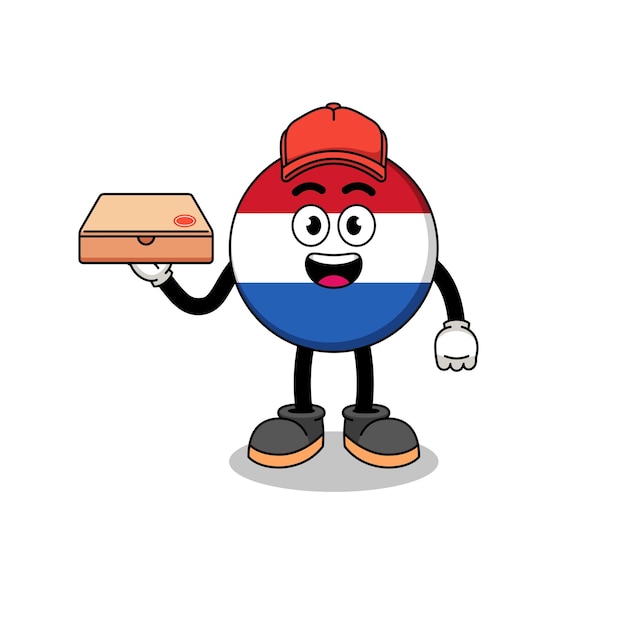 Netherlands flag illustration as a pizza deliveryman character design