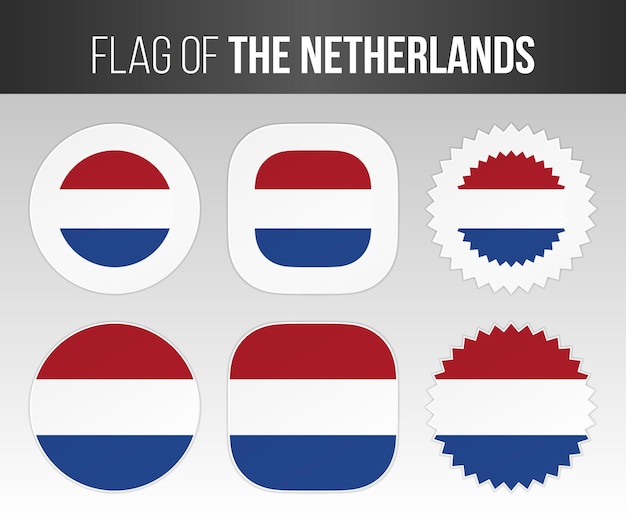 Netherlands flag labels badges and stickers Illustration flags of Netherlands isolated