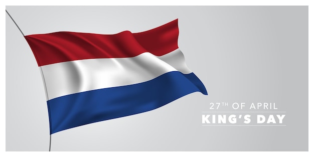 Netherlands happy King's day greeting card, banner, horizontal  illustration.