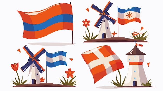 Netherlands Icons Vector Collection Isolated Flat Design