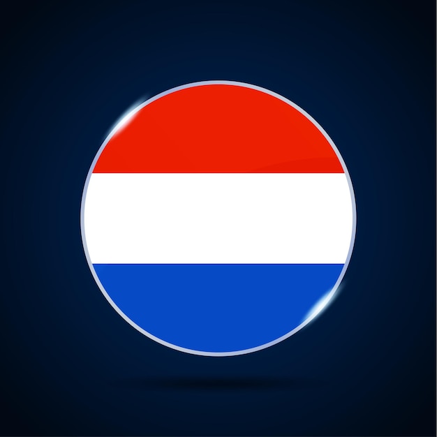 Netherlands national flag Circle button Icon. Simple flag, official colors and proportion correctly. Flat vector illustration.