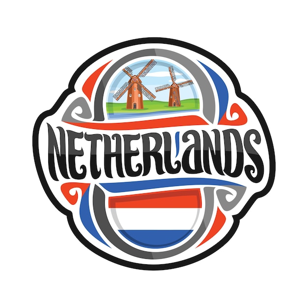 Netherlands Sticker Flag Logo Badge Travel Souvenir Illustration