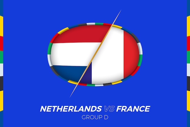 Netherlands vs France football match icon for European football Tournament 2024 versus icon