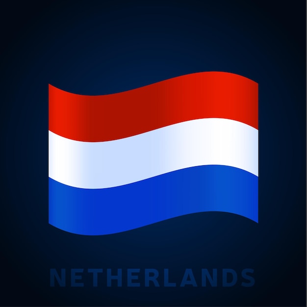 Netherlands wave vector flag. Waving national Official colors and proportion of flag. Vector illustration.