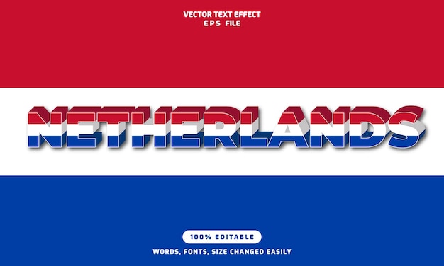 Netherlands words editable 3d text effects template stylish font vector illustration