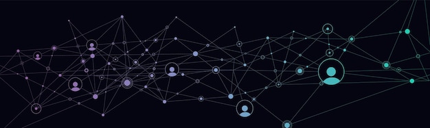 Network background Connections with points lines and people icons Vector technology background